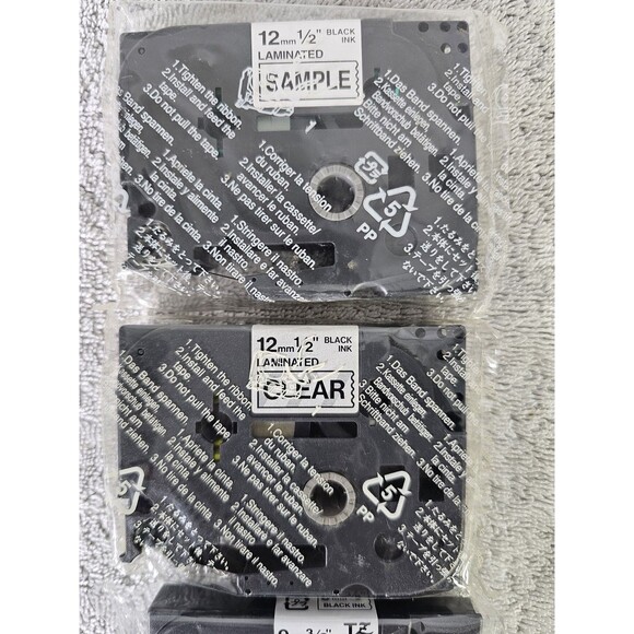 (3) Brother P Touch TZ-131 Label Tape 1/2" 12mm NO BOX Black Ink Clear Tape 3pac - Picture 2 of 4